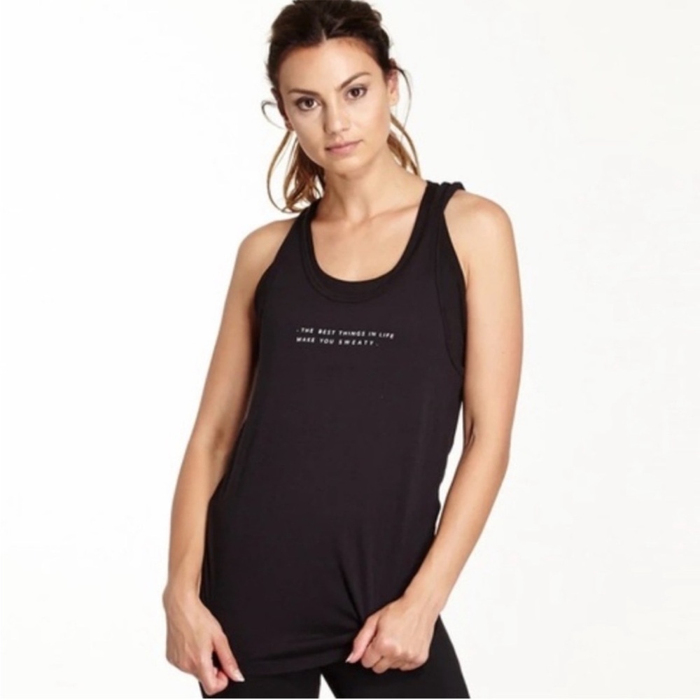 Good hYOUman Black Best Things Make You Sweaty Tank Top Workout Racerback Medium